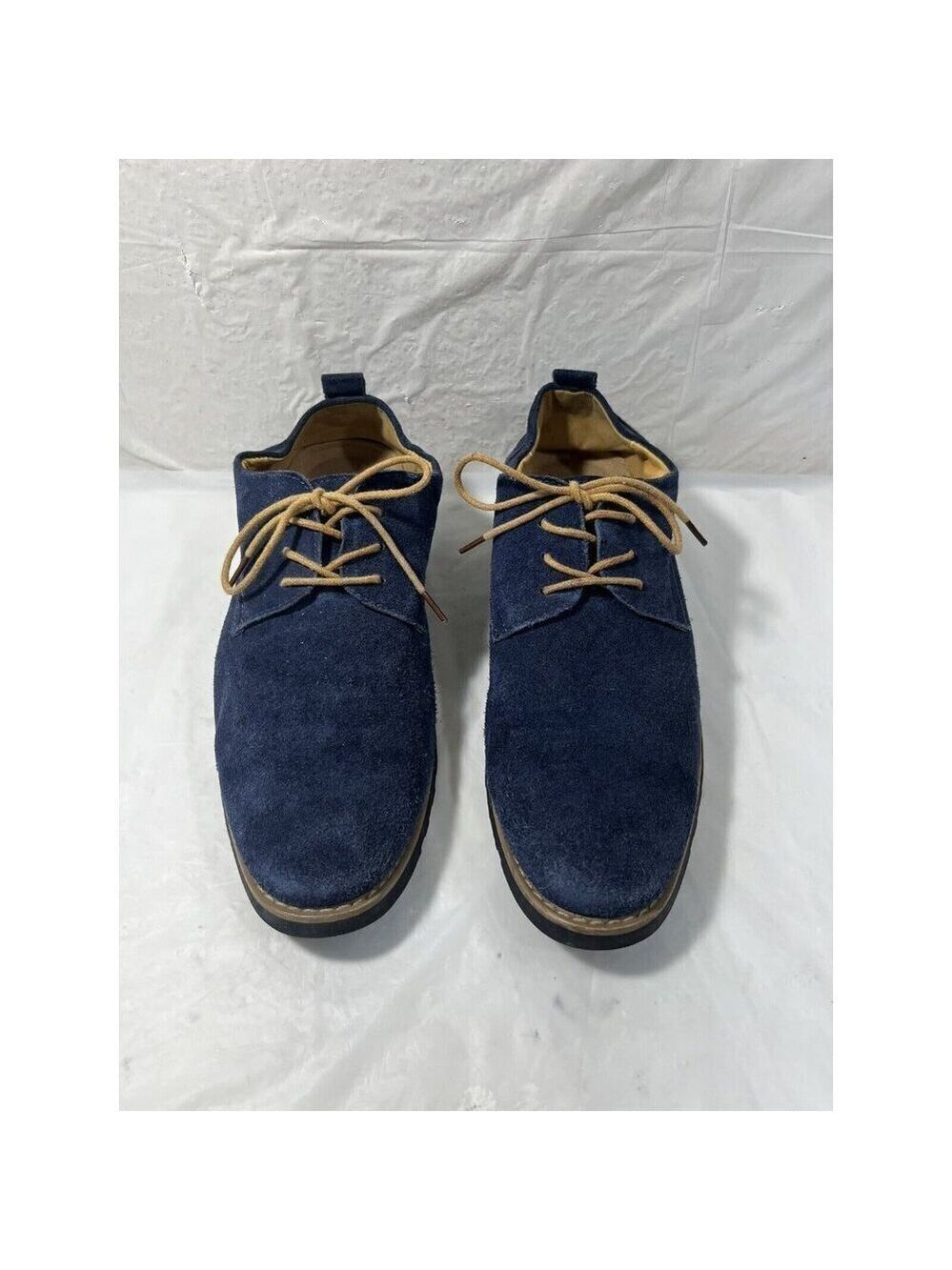 iLoveSIA Men's Blue Suede Tan Accents Oxford Shoes Sz 9 - Picture 2 of 16